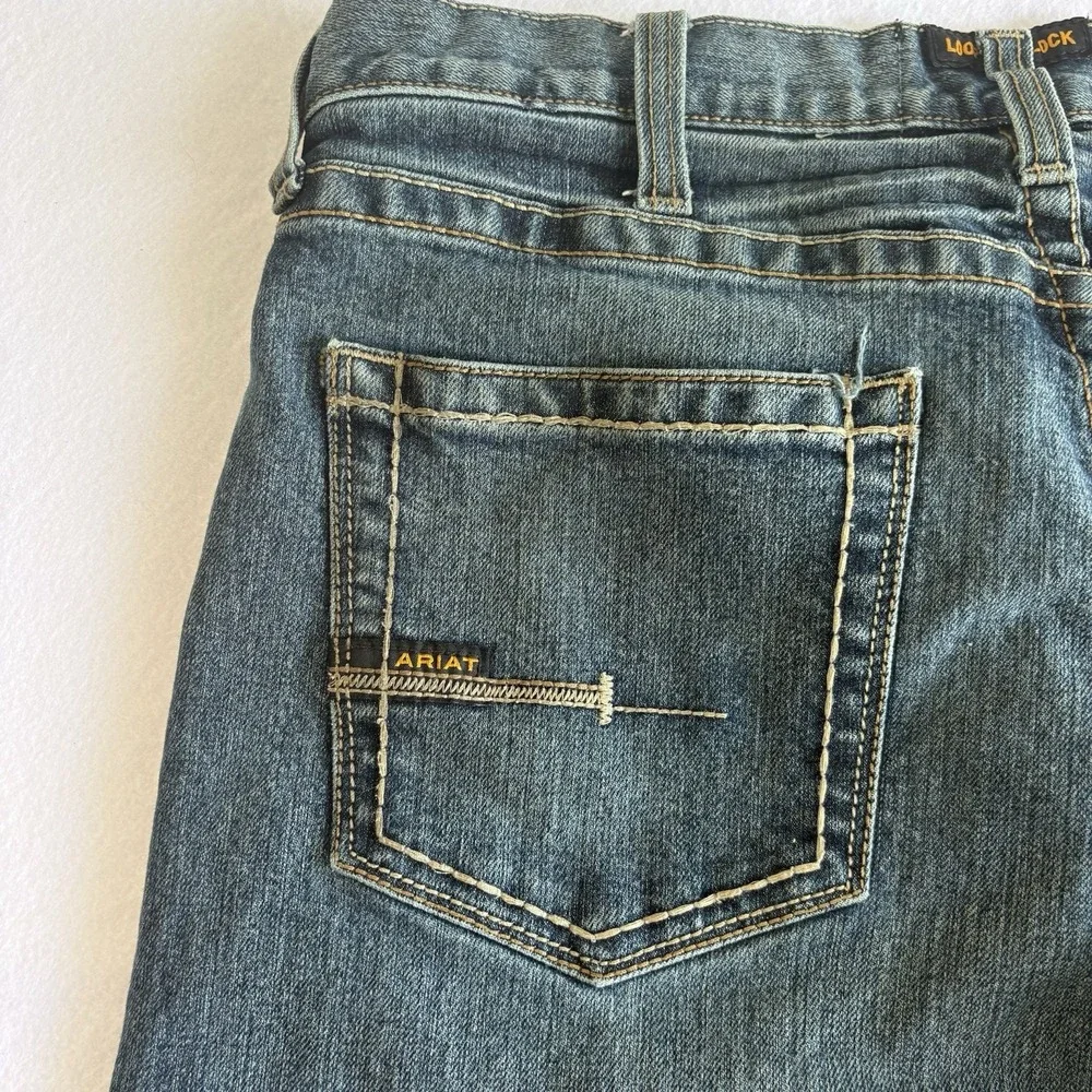 Ariat Rebar M5 Men's Blue Medium Wash Slim Straight Ironside Jeans 34/32